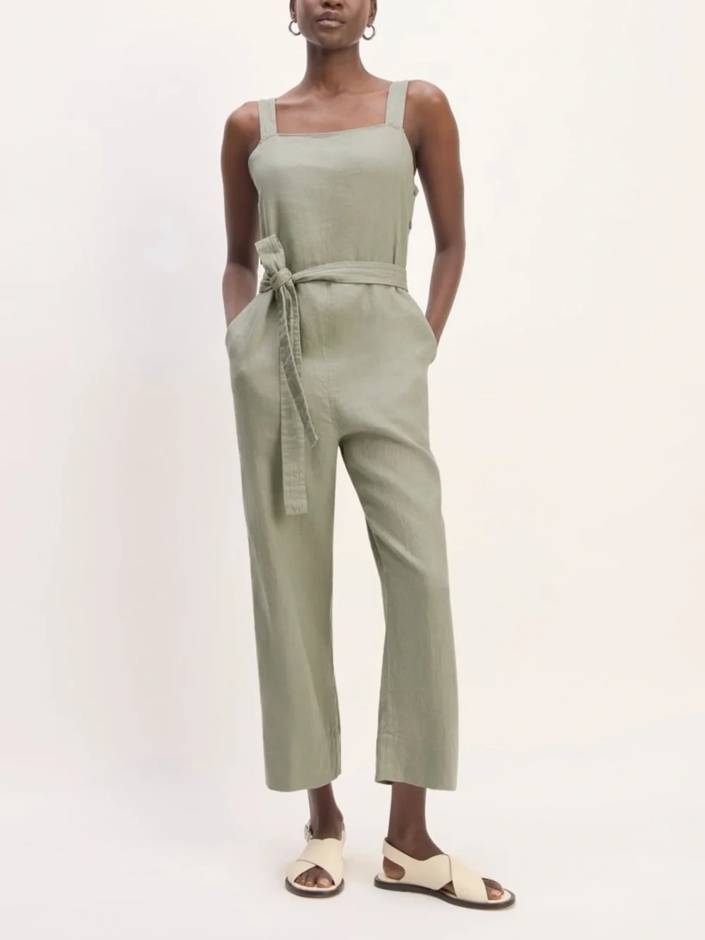 Everlane The Linen Side Button Jumpsuit, 100% European Flax Linen, Cottagecore